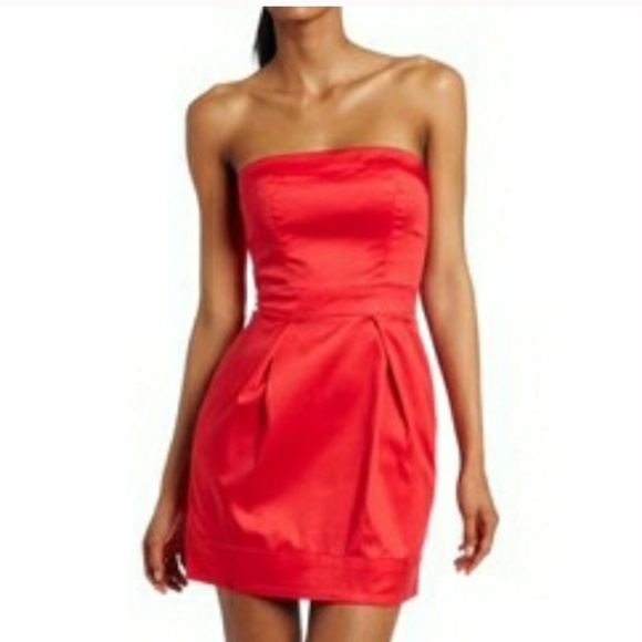 French Connection Red Strapless Mini Dress -Size 4 - Picture 1 of 5